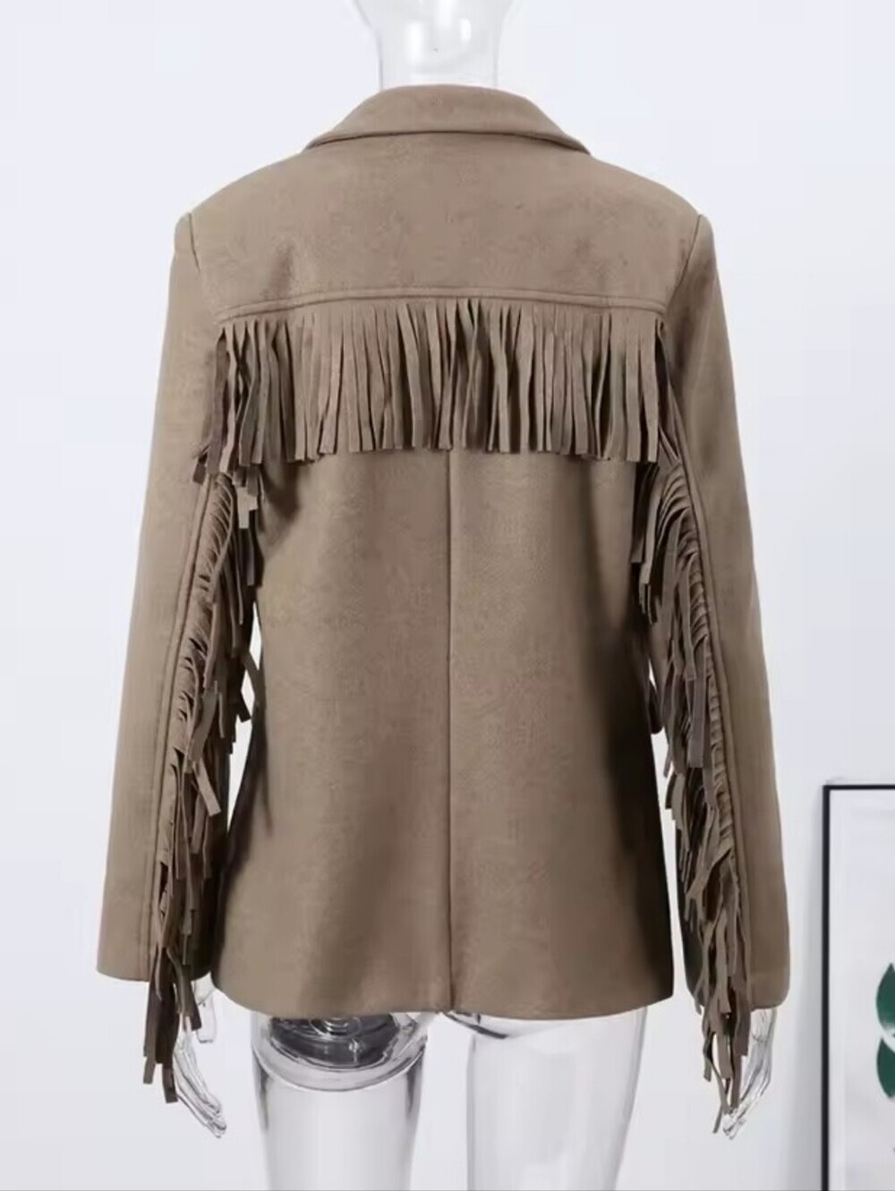 Elegant Women Blazer Coat Turn down Collar Full Sleeve Tassel Solid Thick Warm J - Picture 5 of 11